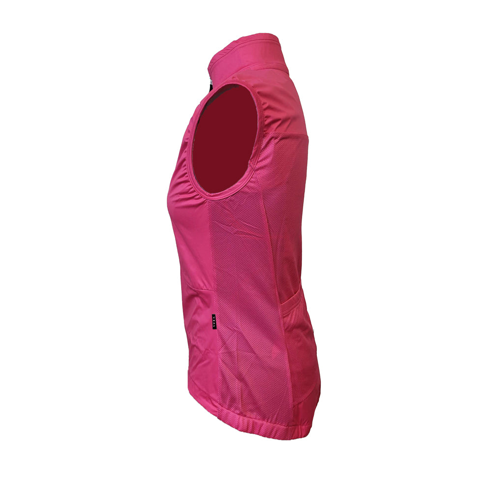 Pink sleeveless jacket on a white background