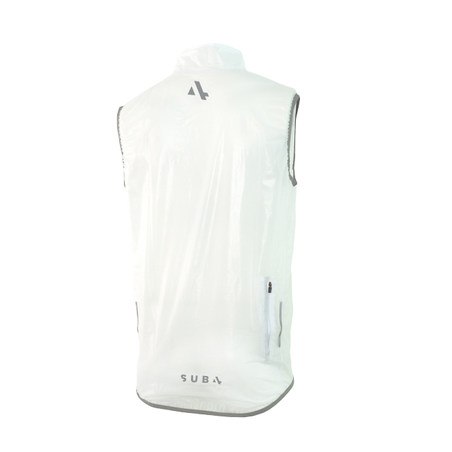 White vest with a brand logo on a white background