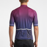 Purple and blue cycling jersey on a white background