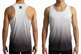 Two tank tops with a gradient pattern on a white background