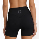 Black athletic shorts with 'SUB4' logo on a white background