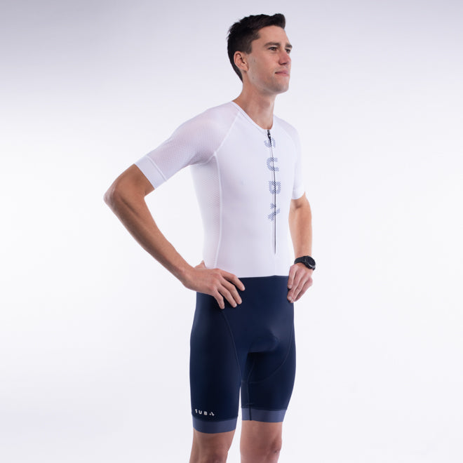 Triathlon Speedsuit White/Navy Print